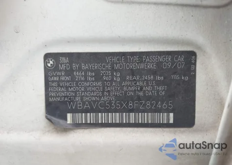 2008 BMW 328I z USA, uszkodzony, nr VIN WBAVC535X8FZ82465